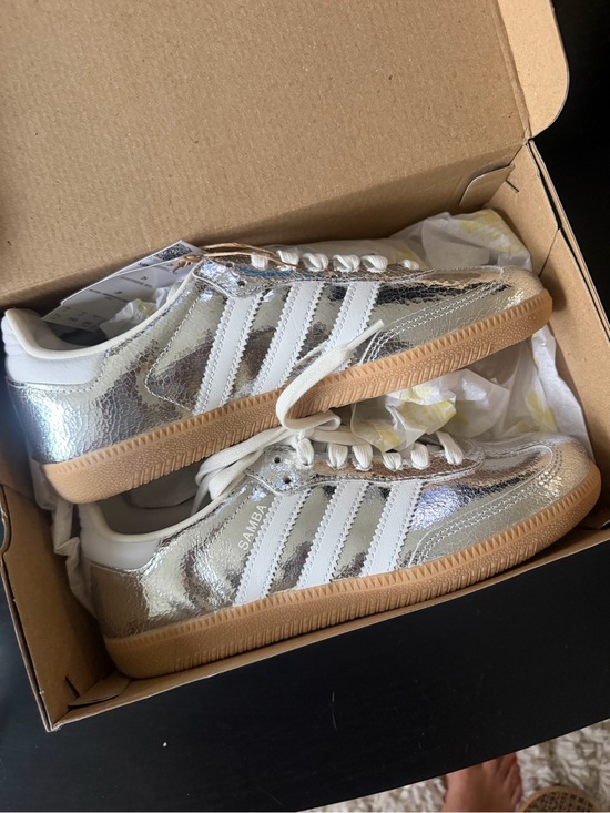 adidas Shoes - adidas Samba Metallic Silver with Gum Sole Women’s Sneakers